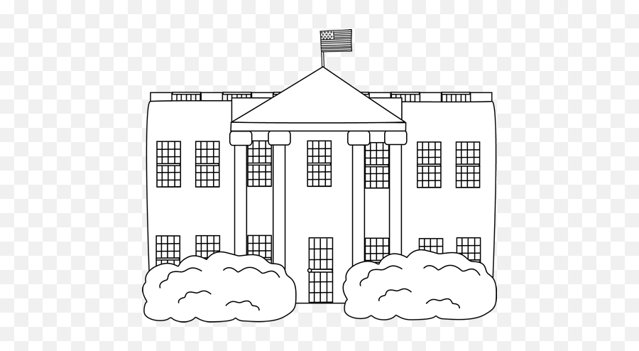 White Black And White House Clip Art - White House Clipart Black And White Emoji,House Clipart Black And White