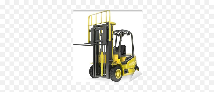 Yellow Fork Lift Truck With Raised Fork Front View Wall Emoji,Forklift Png