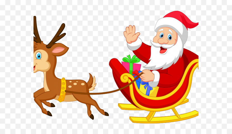 Download Hd Antler Clipart Rudolph Nose - Clipart Santa Transparent Santa In Sleigh Png Emoji,Nose Clipart