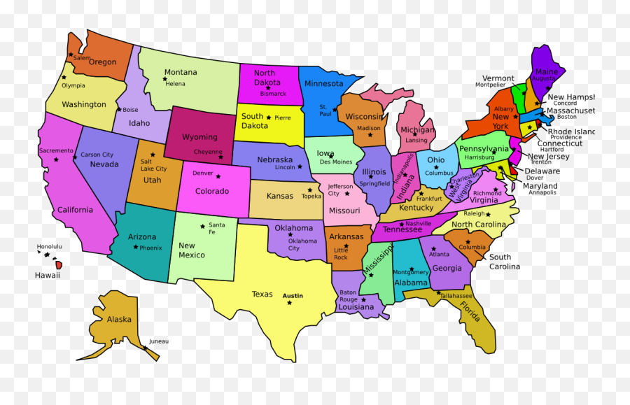 United States Map With - Printable Usa Map Emoji,Usa Clipart
