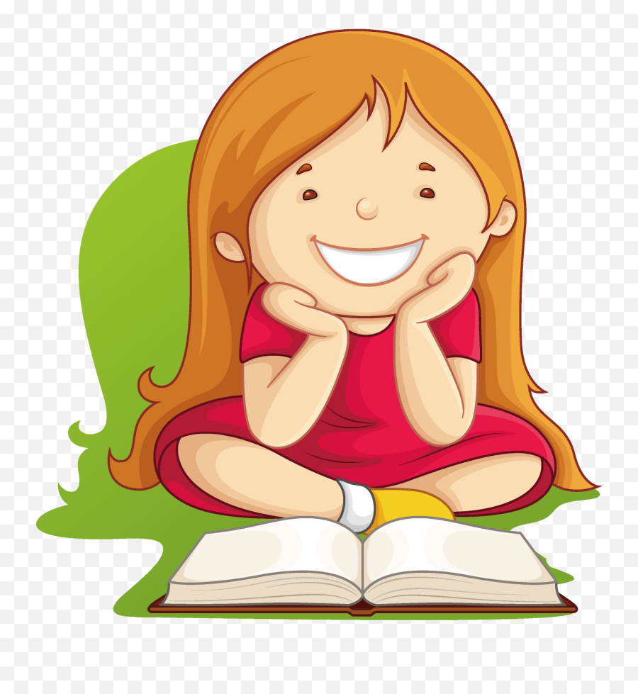 Clip Art Vector Graphics Book Girl Reading A Novel - Du Real Madrid 2015 Emoji,Reading Book Clipart