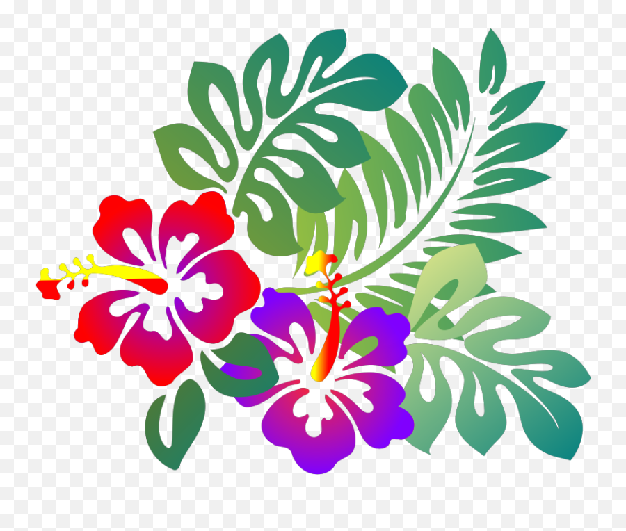 Hibiscus Png Svg Clip Art For Web - Hawaiian Flower And Leaves Emoji,Hibiscus Clipart