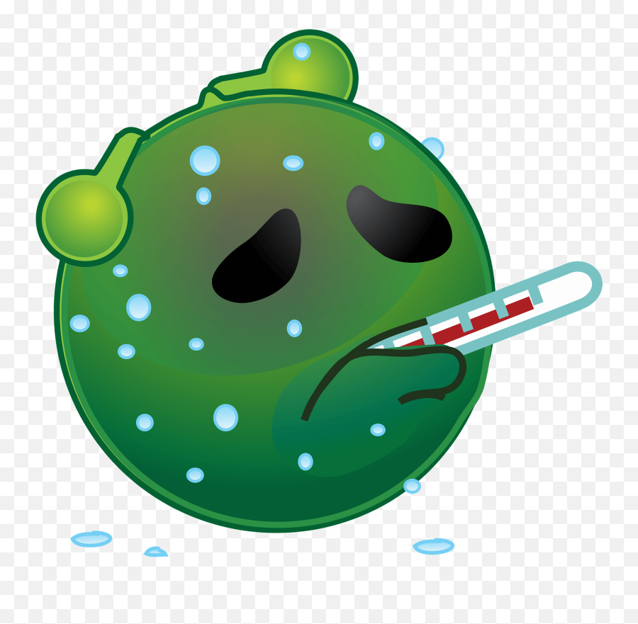 Smiley Green Alien Hot Fever Clipart - Sick Alien Emoji,Fever Clipart