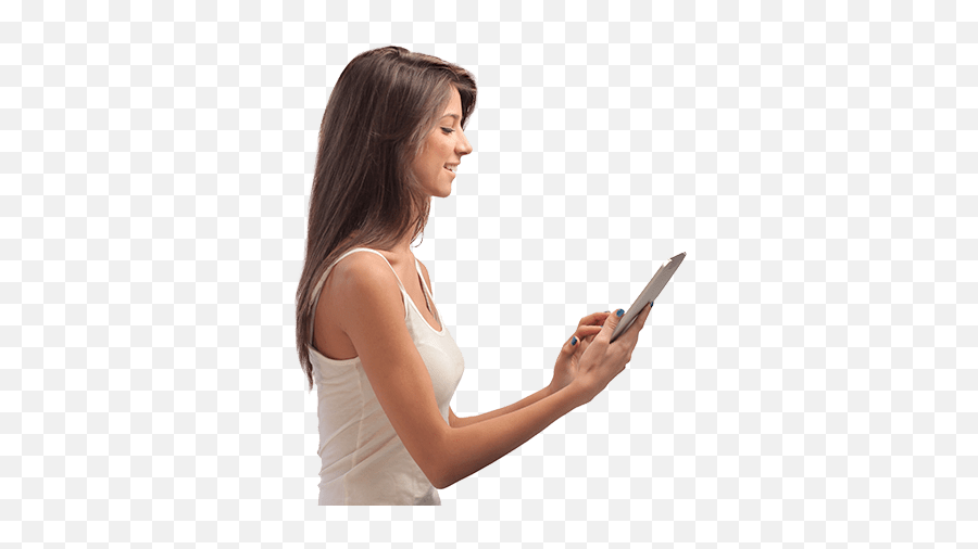 Girl - Girl Using Phone Png Emoji,Ipad Png