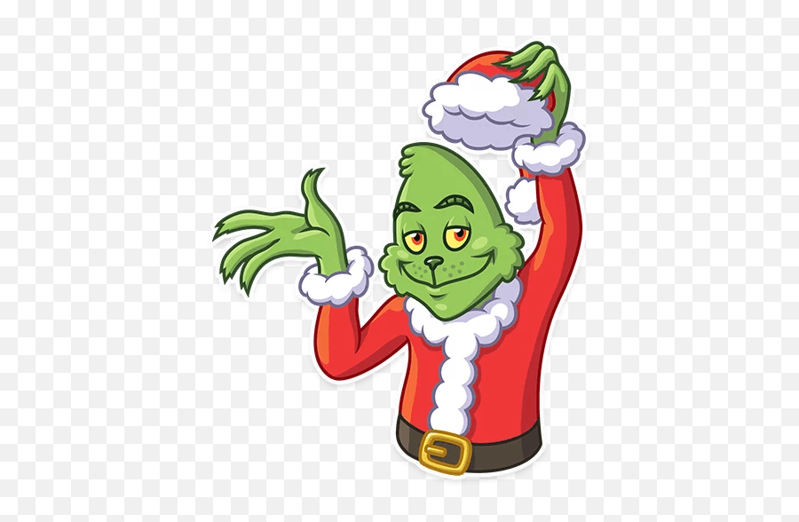 The Grinch Santa Claus Png Xmas - Grinch Sticker Telegram Emoji,Grinch Png