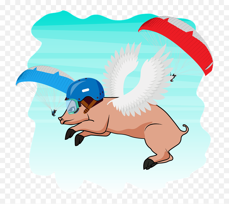 Flying Pig Paragliding - Illustration Transparent Cartoon Flying Pig Paragliding Emoji,Pigs Clipart