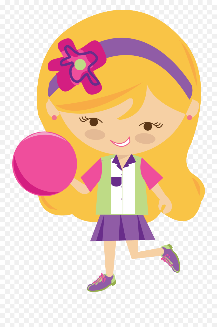 Download Png Image - Little Girl Bowling Clip Art Emoji,Bowling Clipart