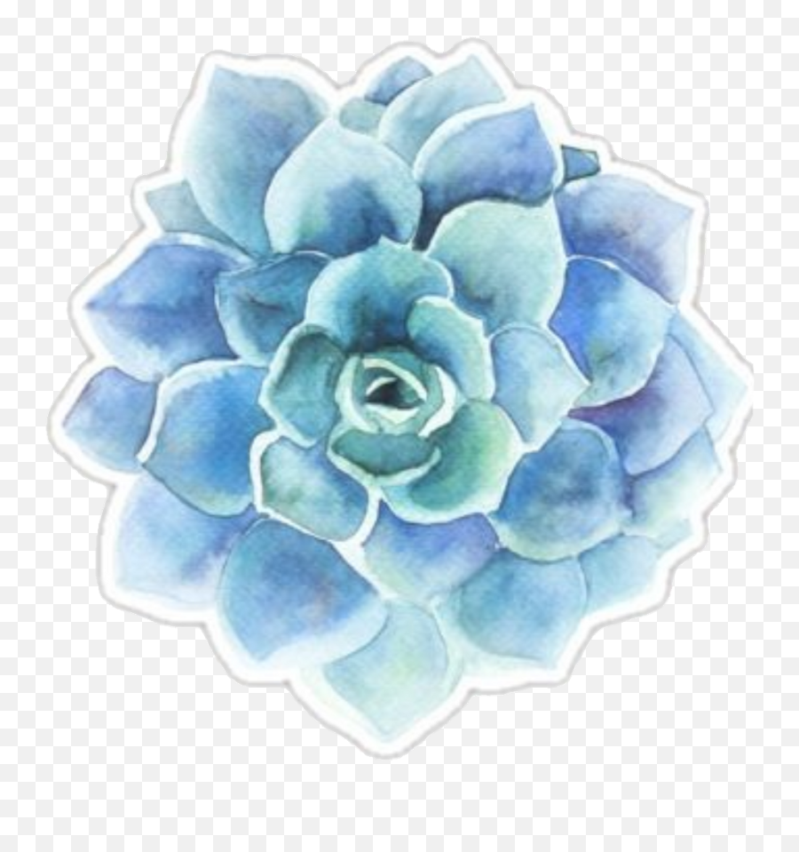 Download Report Abuse - Cute Tumblr Blue Stickers Full Watercolor Flower Sticker Blue Emoji,Transparent Tumblr Stickers