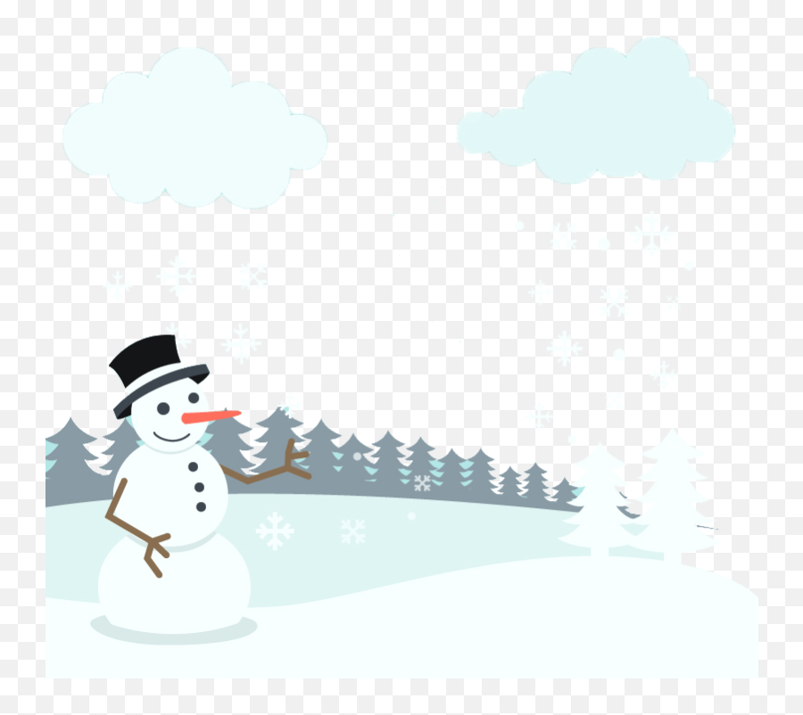 Snowy White Christmas Snowman Vector - Snow Man Landscape Clipart Emoji,Winter Scene Clipart