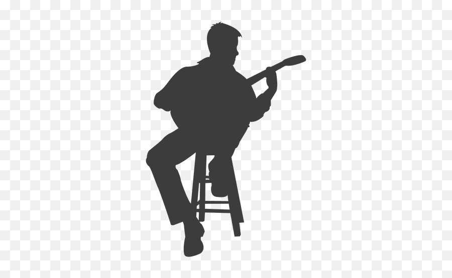 Banjo Player Silhouette - Man Guitar Silhouette Emoji,Banjo Png
