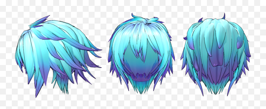 Hairstyle Blue Hair Model - Blue Anime Hair Png Emoji,Anime Hair Transparent