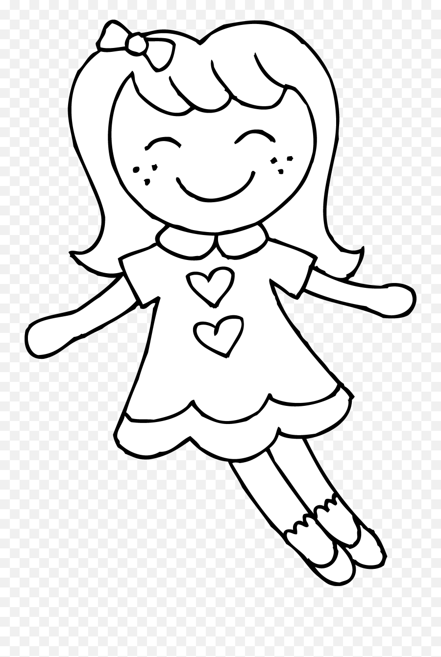 Coloring Clipart Doll Coloring Doll Transparent Free For - Baby Doll Clipart Black And White Emoji,Lol Dolls Clipart