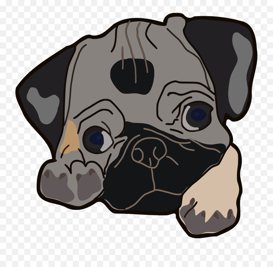 Free Clip Art - Clipart Cute Pug Emoji,Pug Clipart