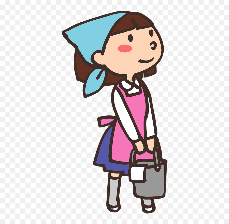 Woman With A Cleaning Bucket Clipart - Girly Emoji,Clean Clipart