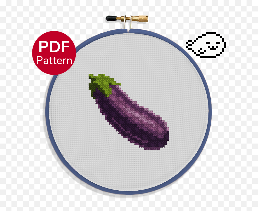 Eggplant Emoji - Great Wave Cross Stitch Pattern,Eggplant Emoji Transparent