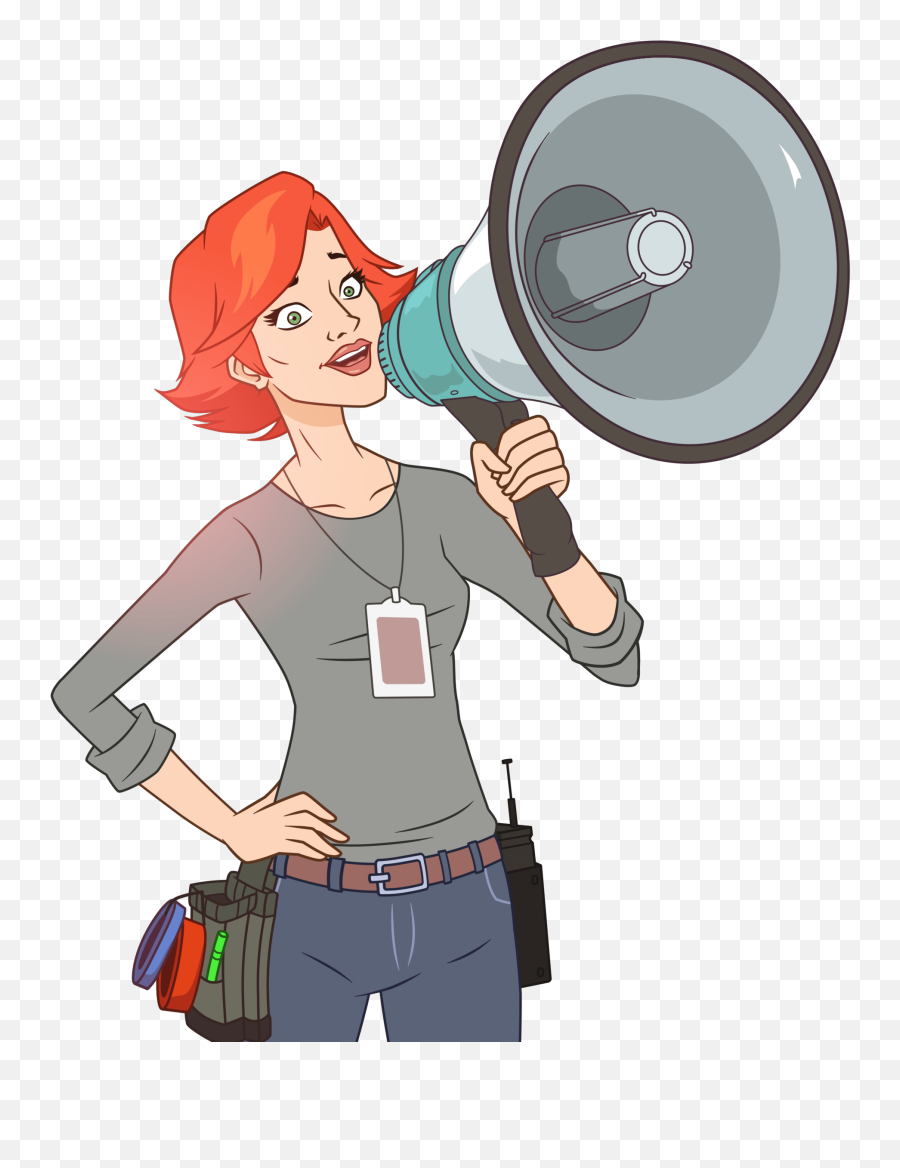 Woman Working On Set Talking Into A Megaphone - Cartoon For Women Emoji,Working Out Clipart
