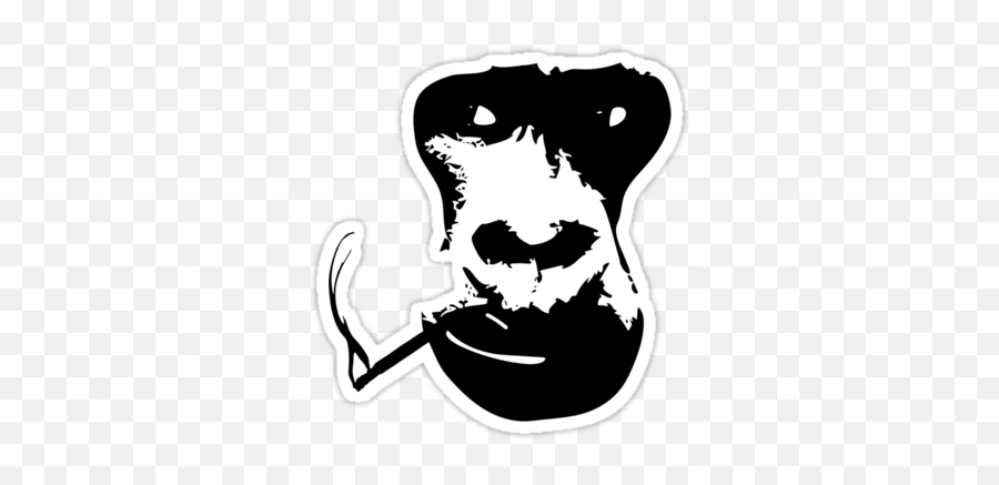 Black - Andwhite Gorilla Face Smoking A Sigarette Tattoo Emoji,Gorilla Face Png