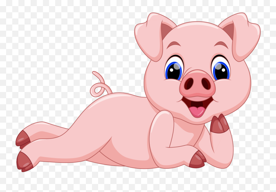 Domestic Pig Cartoon Illustration - Cute Pig Clipart Emoji,Pig Clipart Png