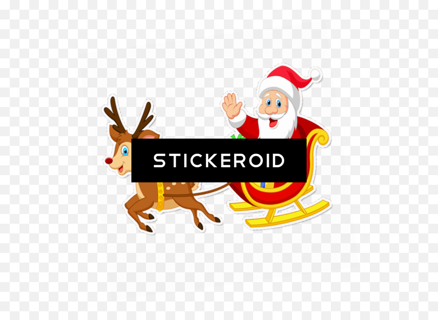 Download Santa - Rudolph Pulling Santau0027s Sleigh Full Size Santa Claus On Sleigh Transparent Emoji,Santa Sleigh Clipart