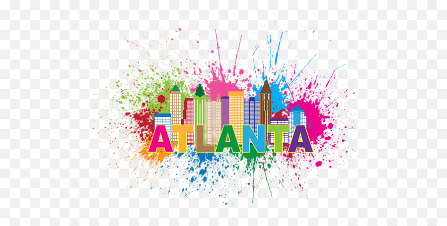 Atlanta Skyline Paint Splatter Text Illustration Duvet Cover - Colorful Skyline Silhouette Chicago Emoji,Paint Splatter Transparent