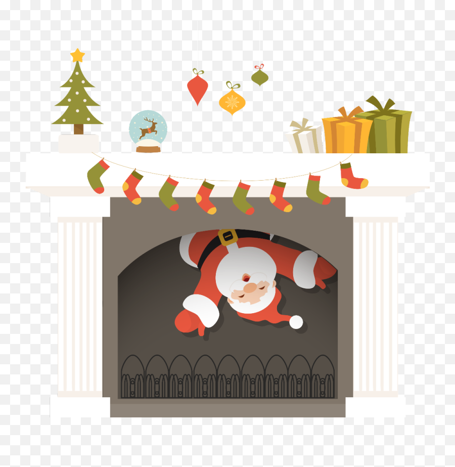 Ftestickers Christmas Santaclaus Chimney Fireplace - Vianocne Pozdravy Pre Rodinu Emoji,Chimney Clipart