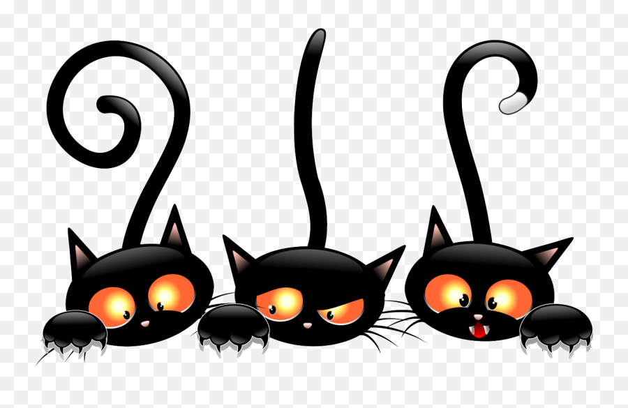 Black Cat Kitten Halloween Clip Art - Cats Png Download Black Cats Halloween Cartoon Emoji,Cute Black Cat Clipart