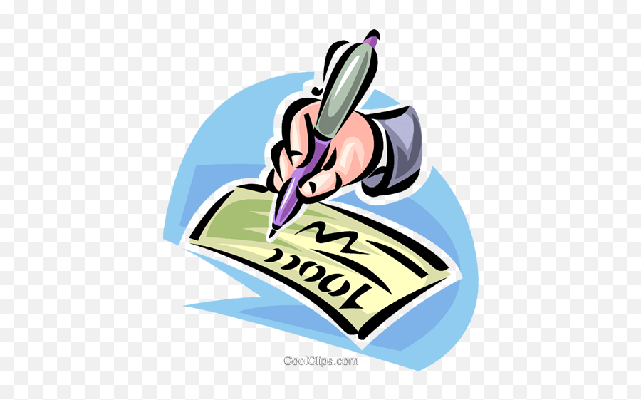 Download Hand With Fountain Pen Signing A Check - Signing A Emoji,Fountain Clipart