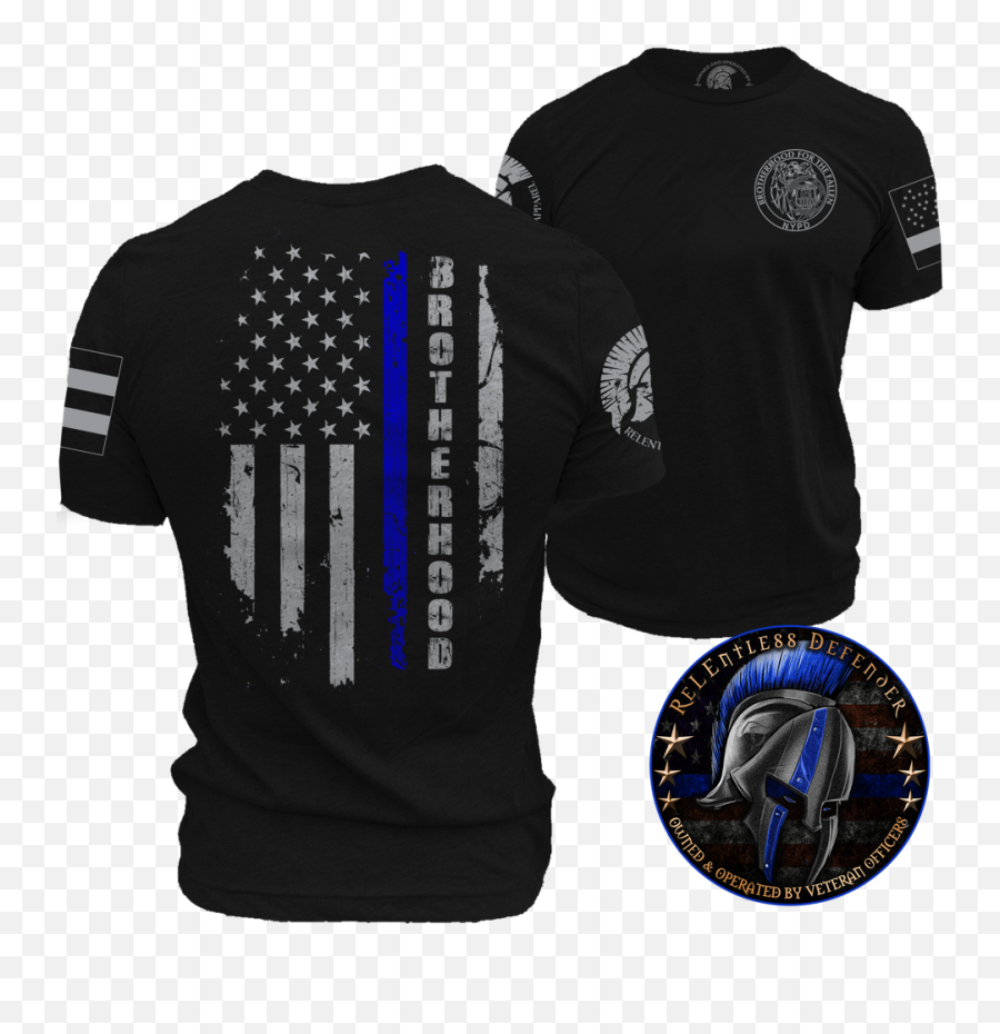Relentless Defender Brotherhood Blue Line Tee U2014 Brotherhood Emoji,Thin Blue Line Flag Png