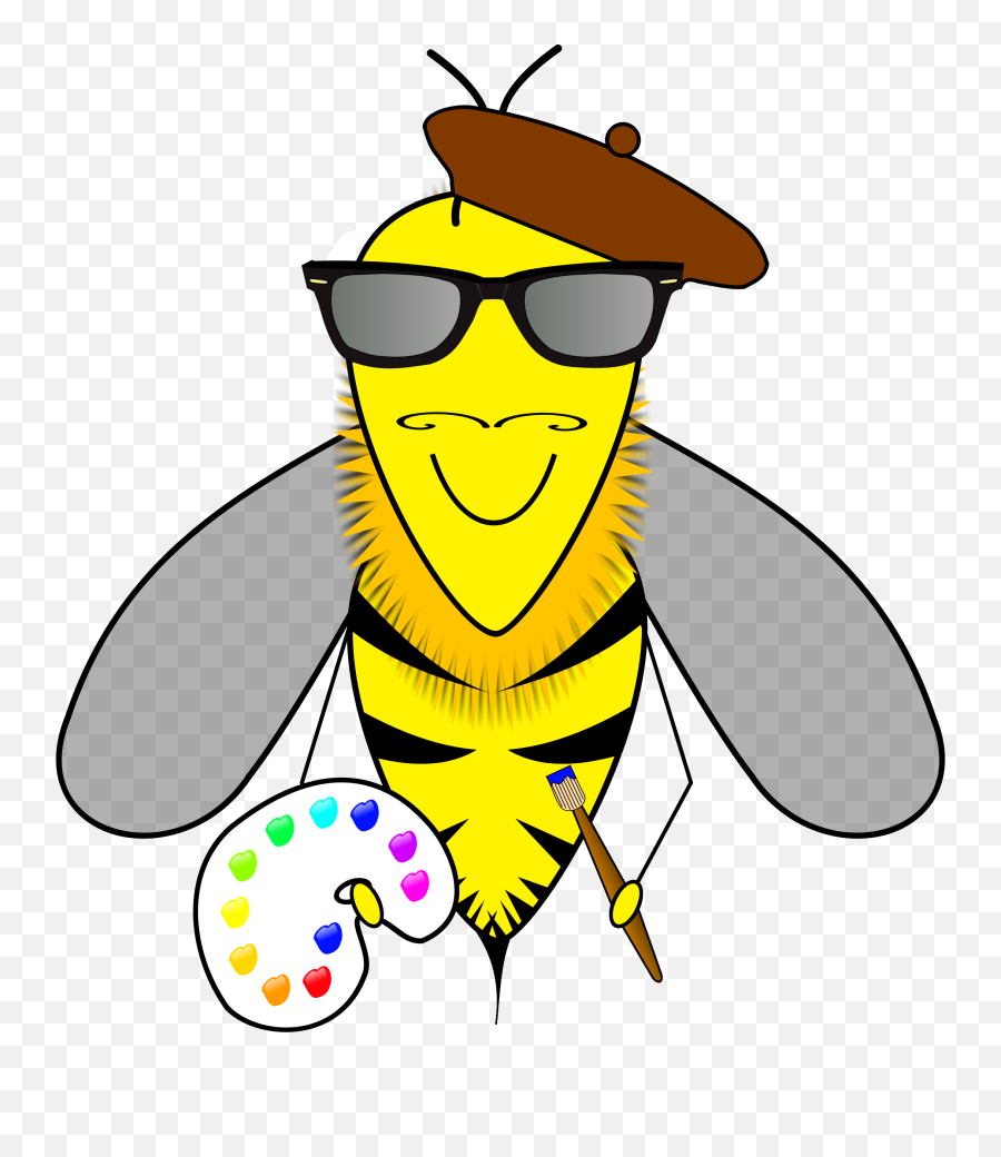 Hipster Bumblebee Png Svg Clip Art For - Artist Bee Clip Art Emoji,Bumblebee Clipart