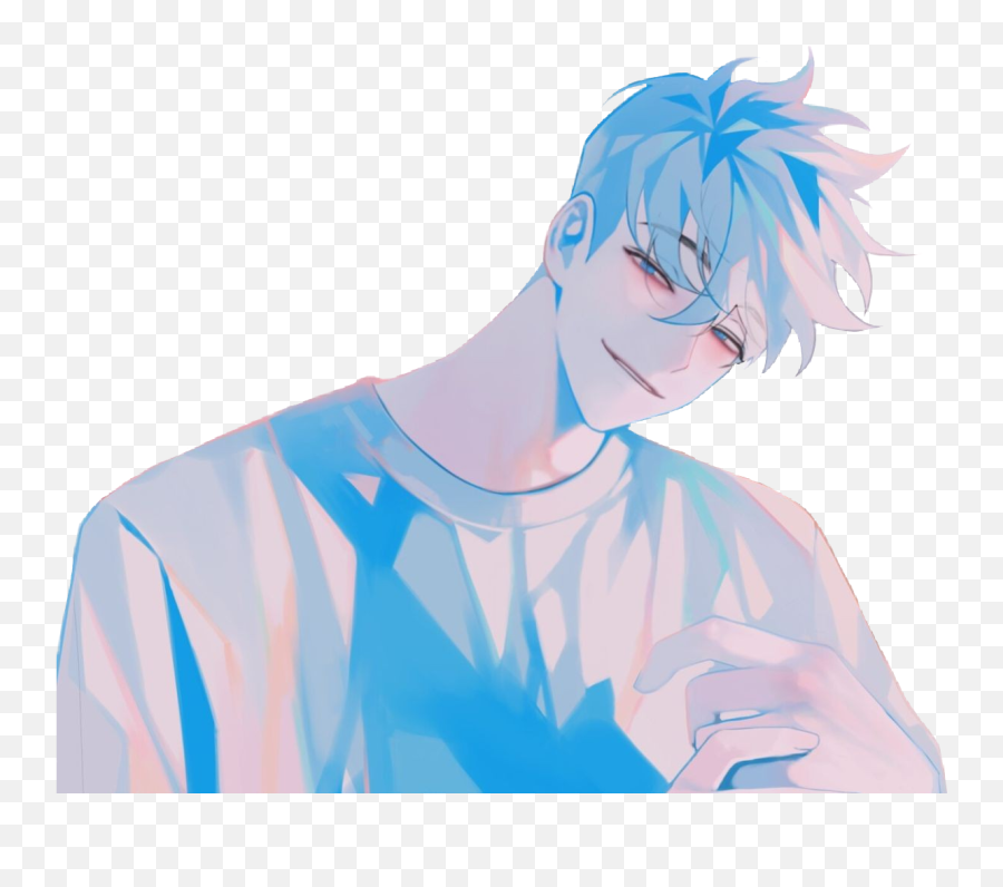 Pastel Blue Anime Boy Aesthetic Emoji,Anime Guy Transparent