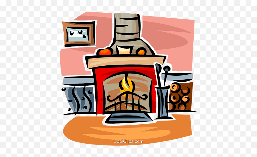 Fireplace Royalty Free Vector Clip Art Illustration - Vertical Emoji,Fireplace Clipart