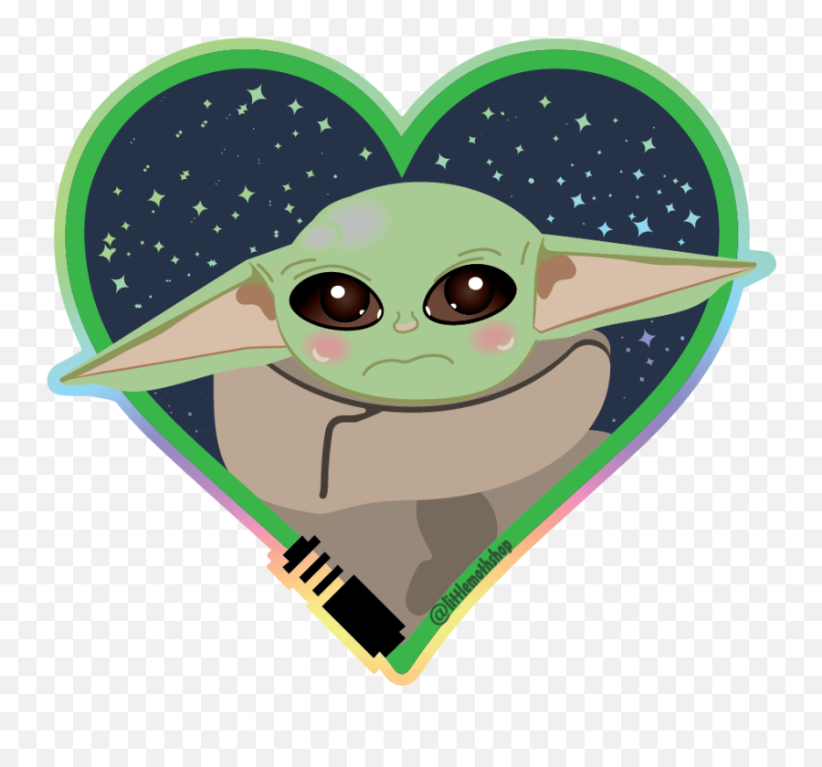 Holographic Baby Yoda Sticker - Yoda Emoji,Yoda Clipart