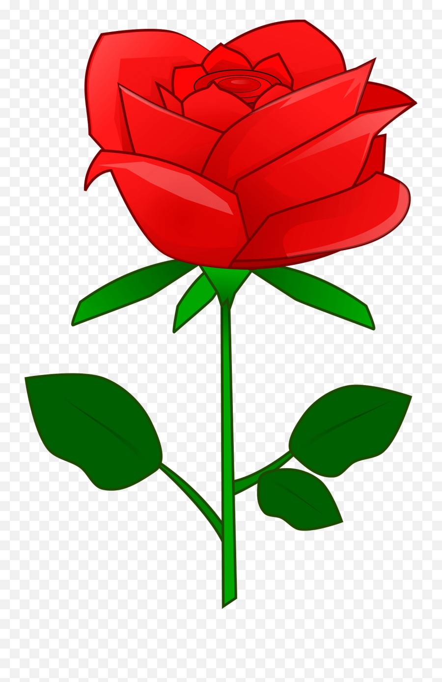Red Rose With Stem Clipart - Clipart Images Of Red Rose Emoji,Rose Clipart