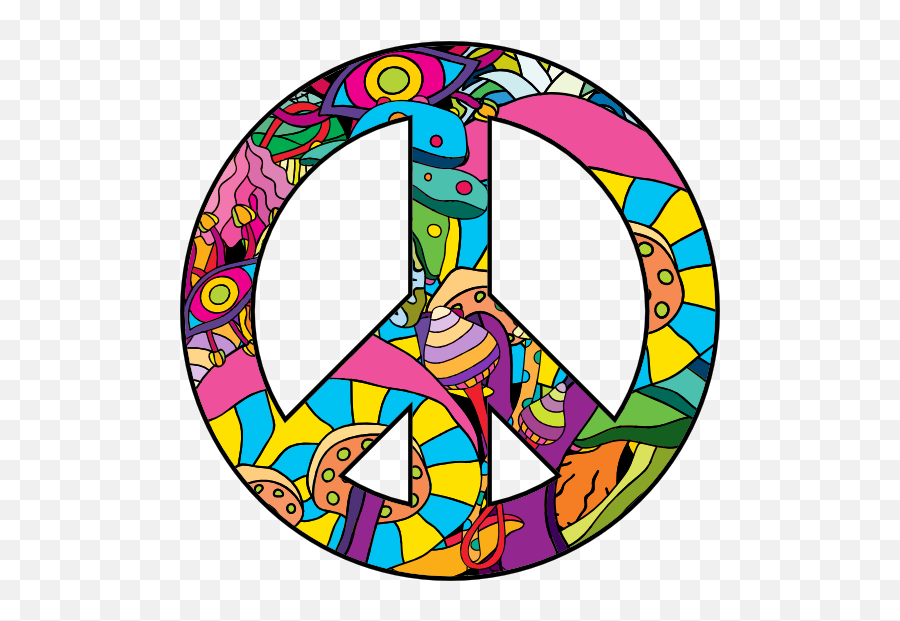 Psychedelic Peace Sign Hippie Sticker - Hippie Psychedelic Peace Sign Emoji,Peace Sign Png