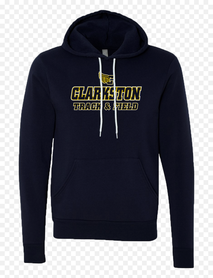 Clarkston Tu0026f - Navy Sponge Sweatshirt Clarkston Track Logo Hooded Emoji,Track Logo