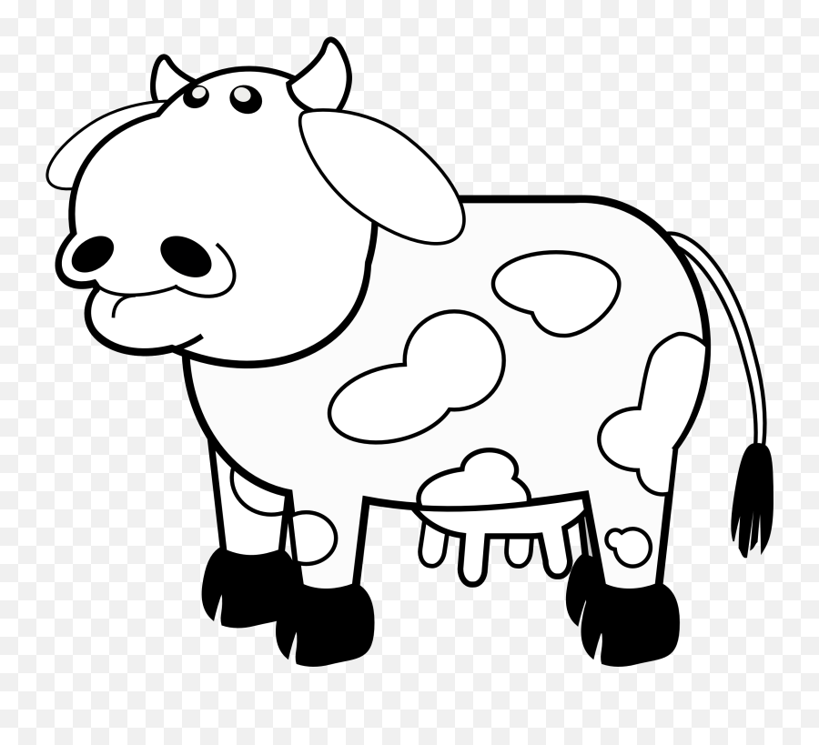 White Drawing Of The Cute Cow Clipart - Clipart Black And White For Coloring Emoji,Cow Clipart