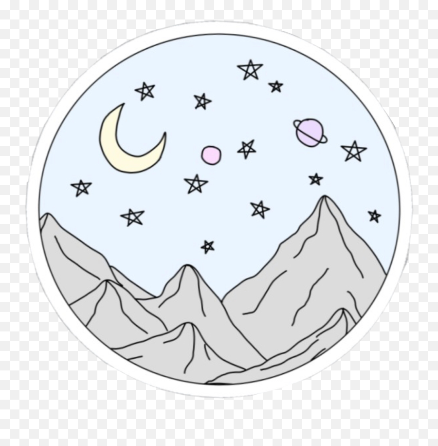 Vsco Aesthetic Mountain Stars Moon Planets Circle Emoji,Vsco Clipart