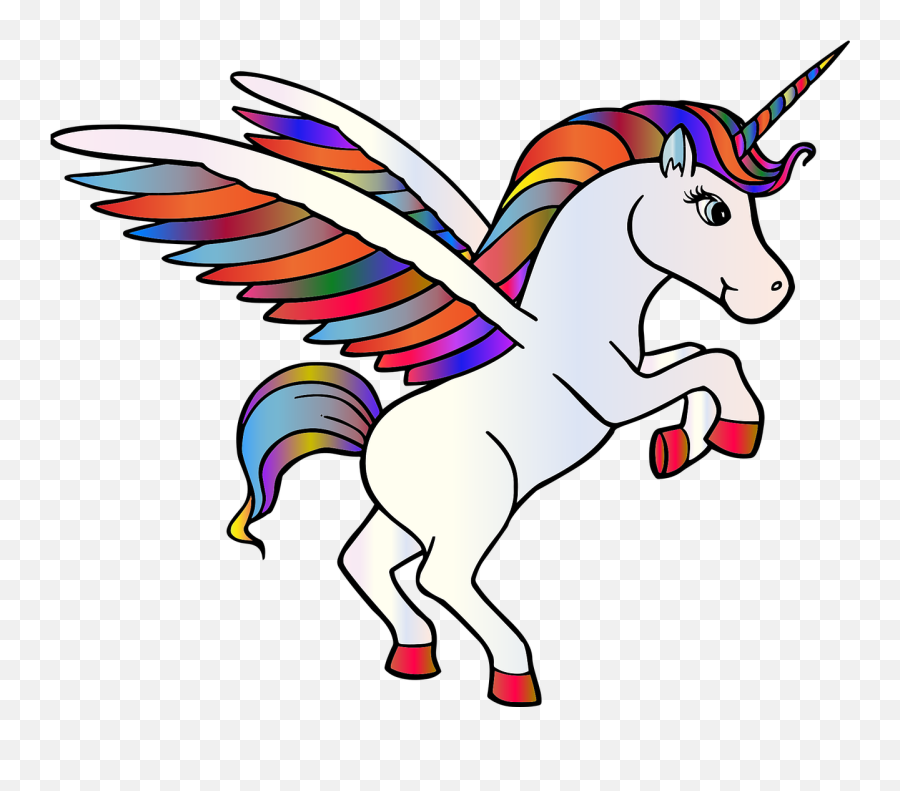 Unicorn Cartoon Line Art - Free Vector Graphic On Pixabay Emoji,Rainbow Unicorn Clipart