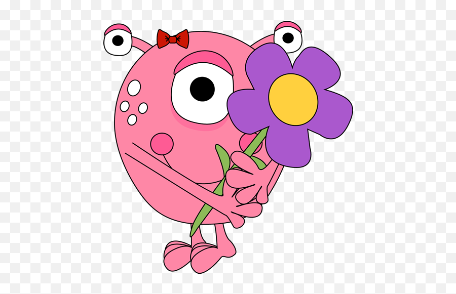 Monster Clip Art - Monster Images Monster With Flower Clipart Emoji,Cookie Monster Clipart