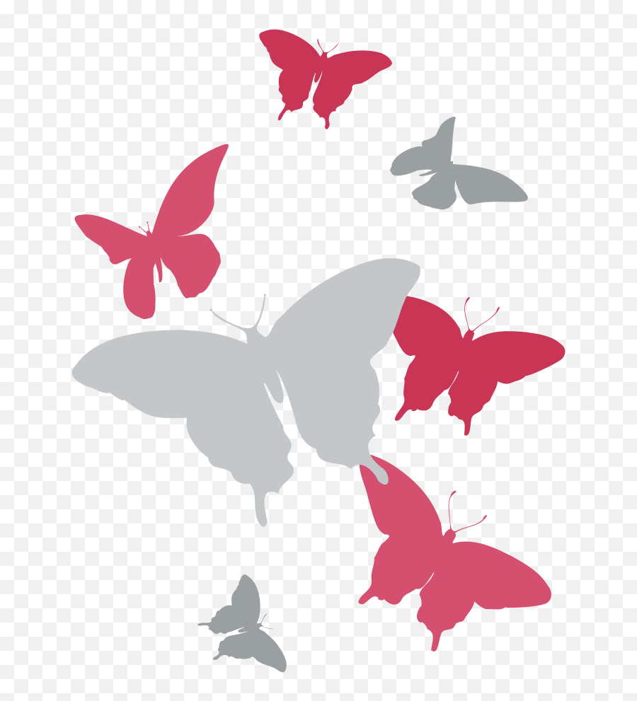 Grey Pink Butterfly Silhouette - Butterflies Background Transparent Free Emoji,Butterfly Silhouette Png