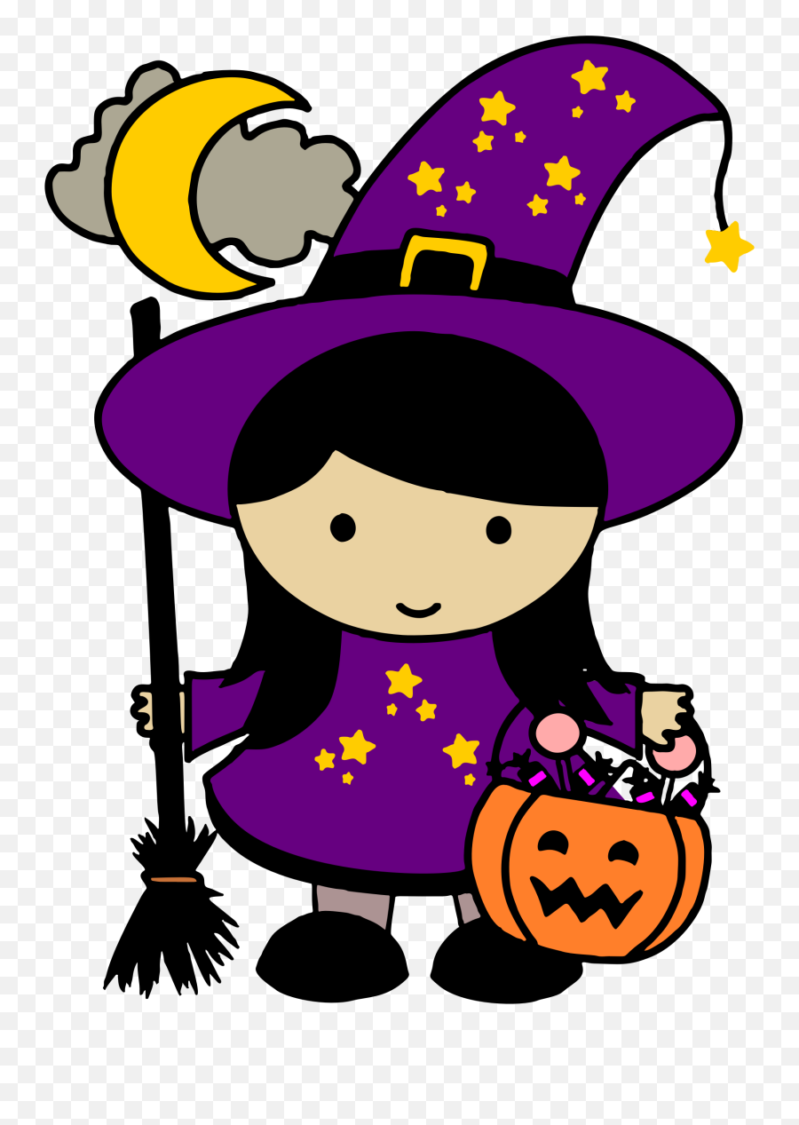 Witch Costume For Halloween Clipart - Clipart Cute Halloween Emoji,Halloween Clipart