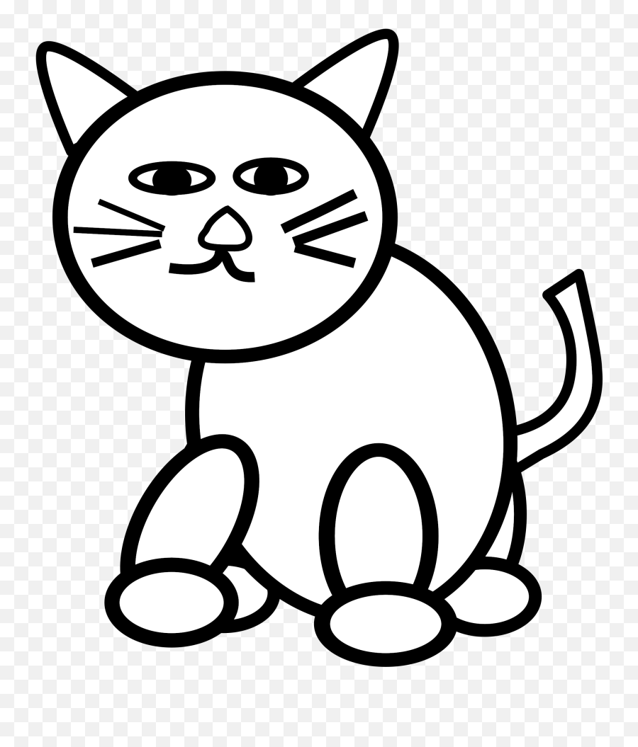 Cat And Kitten Png Black And White - Outline Cat Clipart Emoji,Black And White Clipart