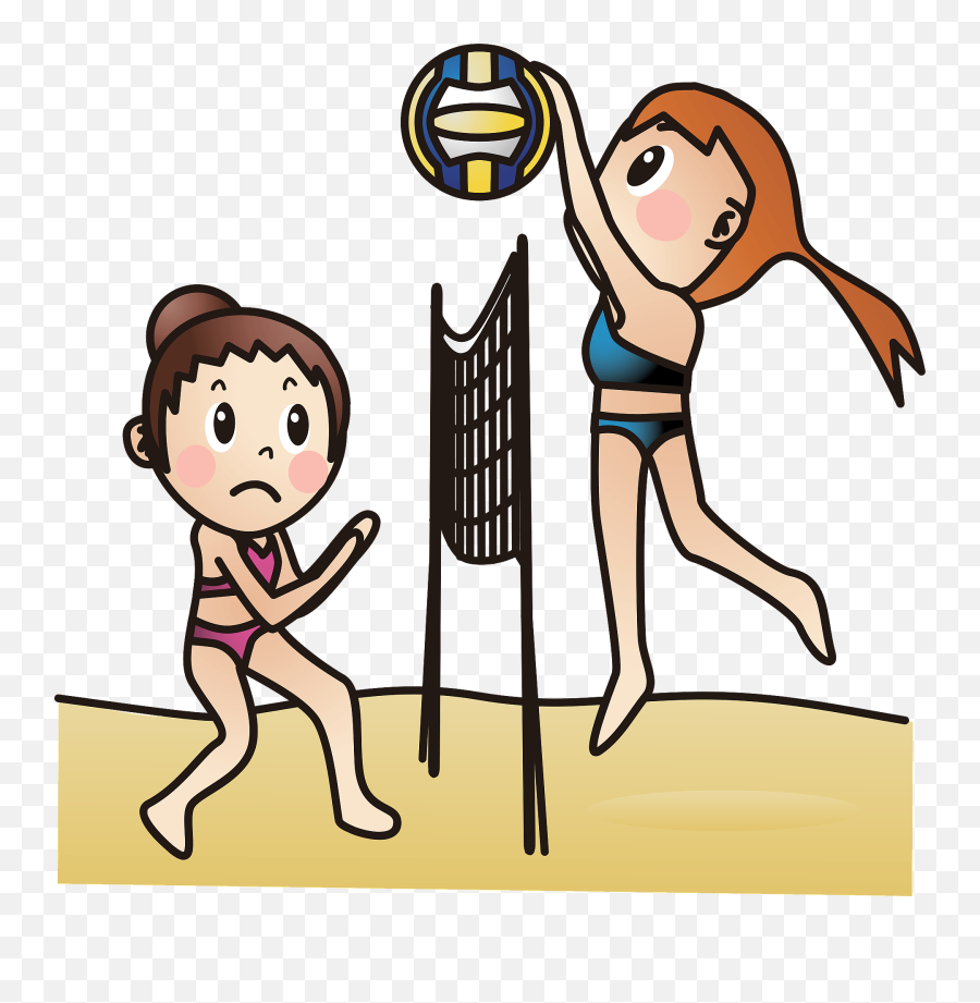 Beach Volleyball Clipart - Beach Volleyball Free Clip Art Emoji,Volleyball Clipart