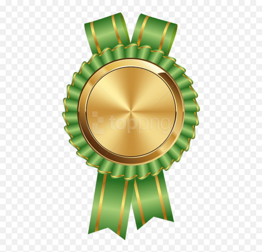 Download Green Clipart Medal - Gold Green Ribbon Png Emoji,Medal Clipart