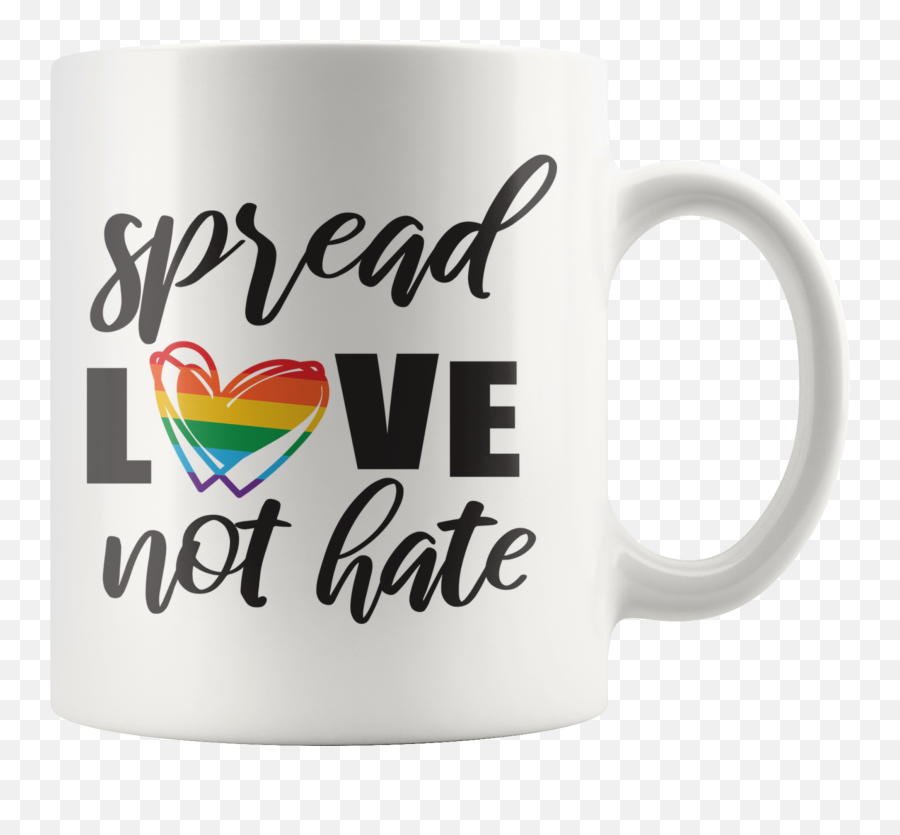 Spread Love Not Hate Rainbow Heart Coffee Mug Lgbtq Pride Emoji,Rainbow Heart Transparent