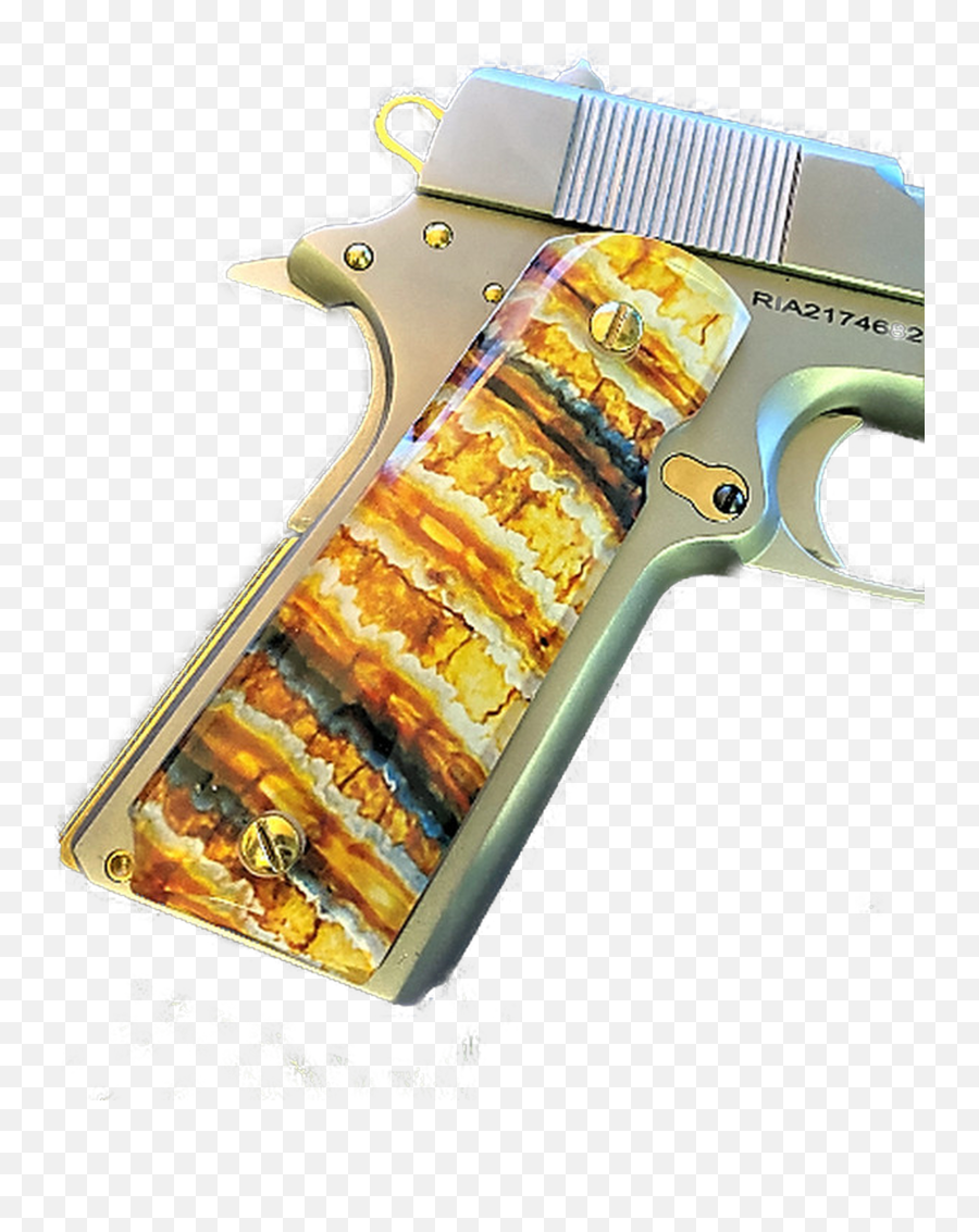 1911 Gun Grips Clear Acrylic Resin Over Mammoth Tooth Image - Solid Emoji,Pistol Transparent