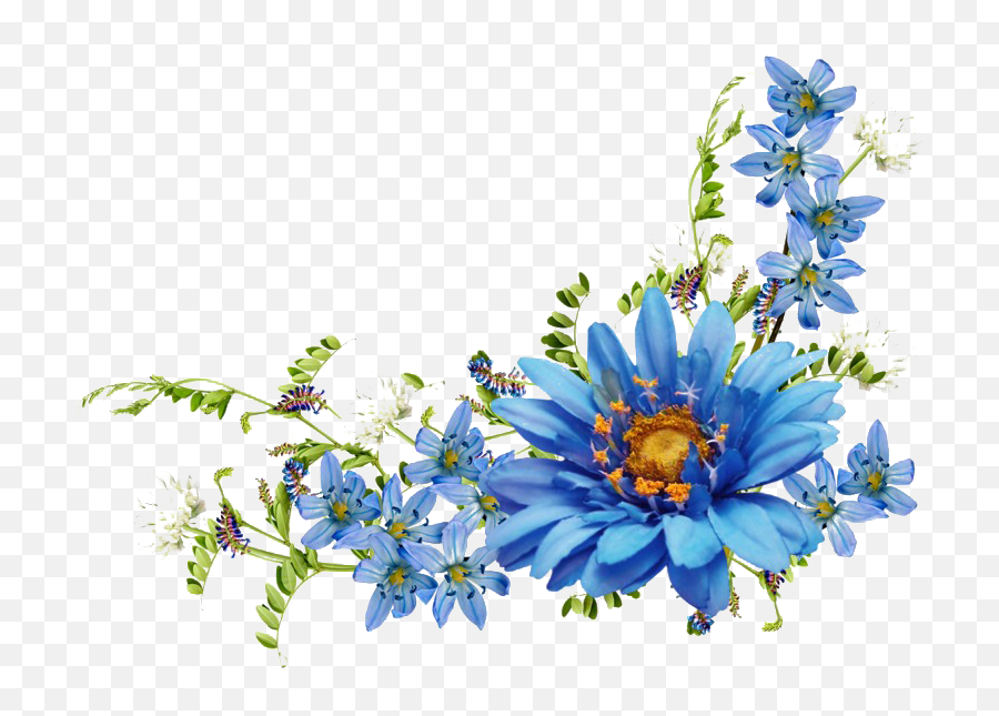 Blue Floral Png Photos - Border Blue Flower Png Emoji,Floral Png