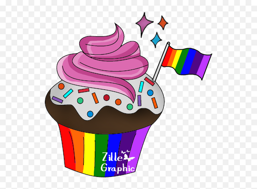 Pride Cupcake - Cupcake Clipart Full Size Clipart Emoji,Cute Cupcake Clipart