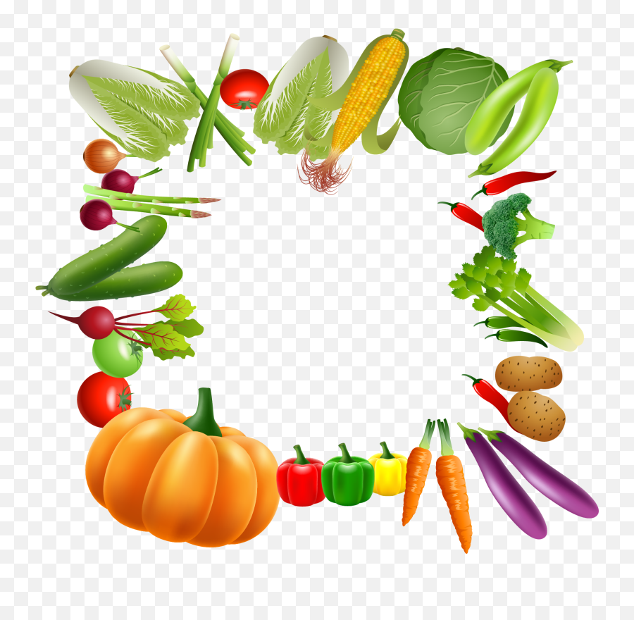 Fruit And Vegetables Border Clipart - Vegetables Clipart Bg Png Emoji,Thanksgiving Border Clipart