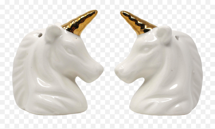 Ceramic Unicorn Head Gold Horn Salt U0026 Pepper Shakers - Set Of 2 Unicorn Emoji,Unicorn Head Png